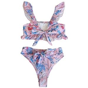 Pink and Blue Floral Bikini - Unbranded NWOT